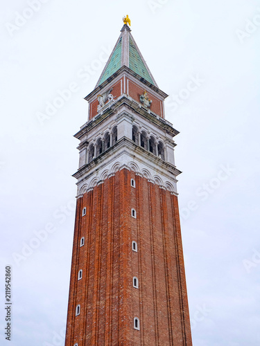 Basilica San Marco, belle tower and Square or St Mark's Campanile in Venice and Doge's Palace
