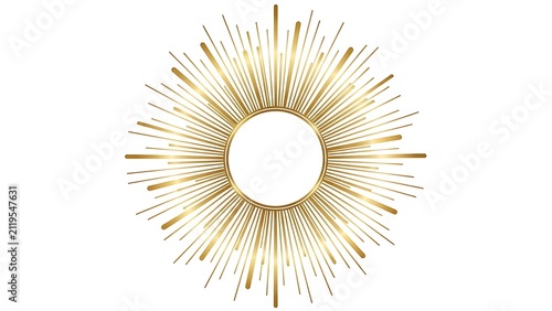 Abstract golden sunburst radiating lines circular frame background with sunburst radiating abstract background ornament starburst decorative artistic metallic isolated geometric
