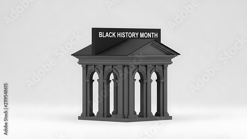 Black history month symbolic temple architecture icon with monument architecture cultural heritage american observance celebration awareness education isolated background