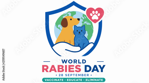 Rabies Awareness World Day Dog And Cat Emblem.