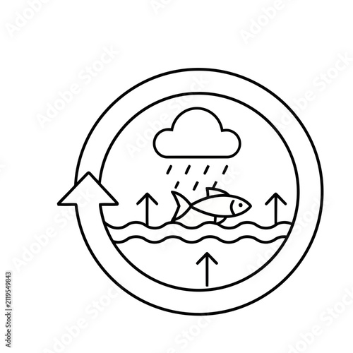 Water Cycle and Fish Icon