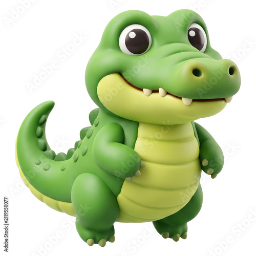 Cartoon Crocodile Smiling Adorably for Childrens Content