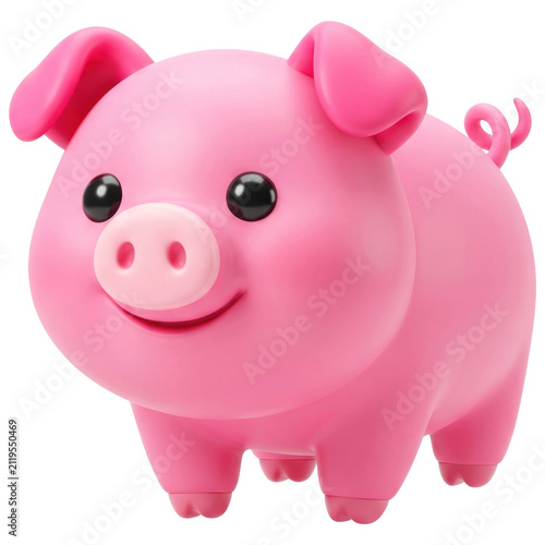Pink Pig Cute Cartoon Isolated Image for Childrens Designs