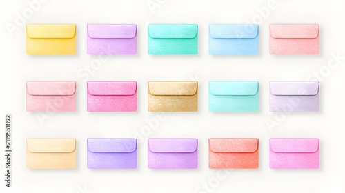 Minimal Pastel Envelopes Complete Stationery Collection isolated on white
