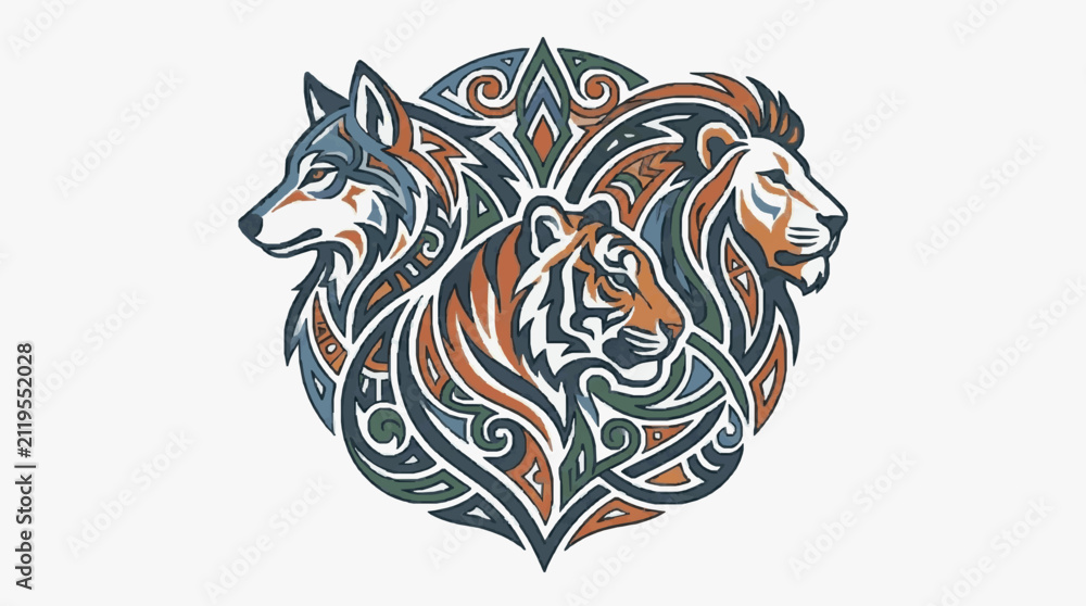 Fototapeta premium Elegant Celtic Wolf Lion Symbol Artwork.