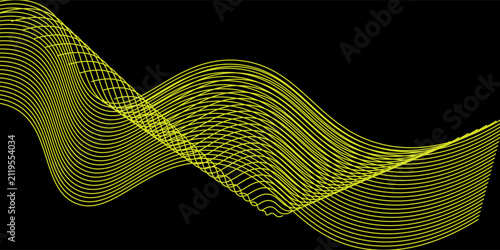 Gold abstract wave background. Luxury glitter glitter swirl pattern. Vector illustration of gold curve lines isolated on black. Elegant modern fashion design elements.