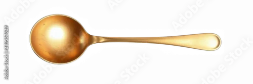 Obraz  z motywem Shiny gold spoon isolated on black background