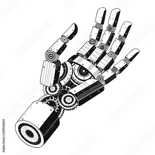 robotic hand holding a pen