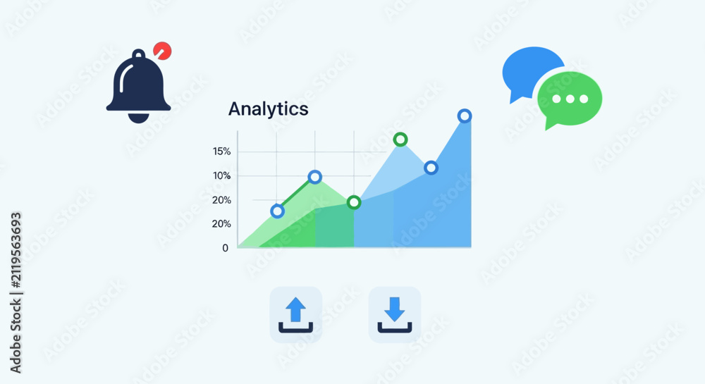 Naklejka premium Business analytics graph with notifications.