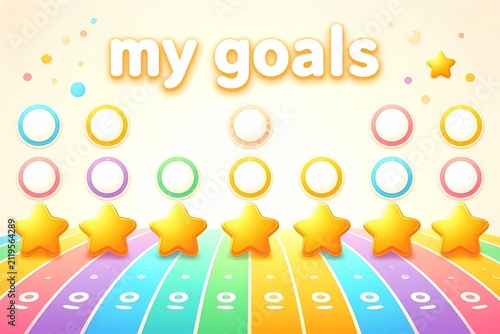 A motivational cover with a progress tracker and space for achievement stickers, Ai generated image