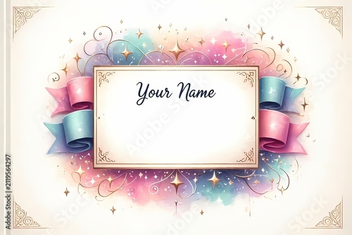 A personalized cover with a large customizable name field in a decorative banner, Ai generated image