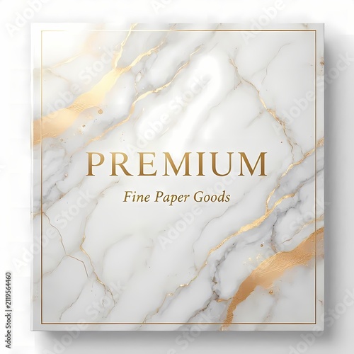 A marble-texture cover with soft gray-white veining and gold foil accents, Ai generated image