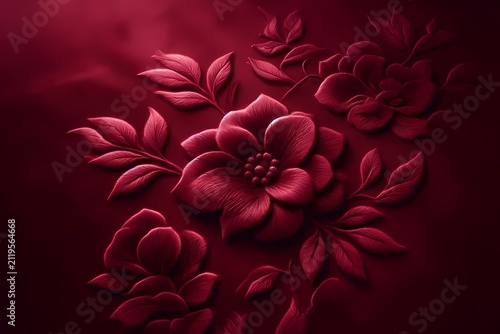 A tactile-texture cover imitating soft velvet fabric with embossed floral patterns, Ai generated image