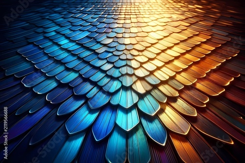 A macroscopic butterfly wing scale pattern resembling an intricate architectural tile roof, Ai generated image