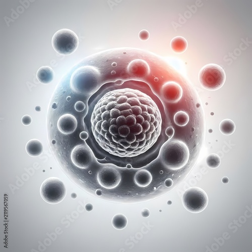 Cancer cells undergoing chemotherapy apoptosis shown as controlled cellular collapse, Ai generated image