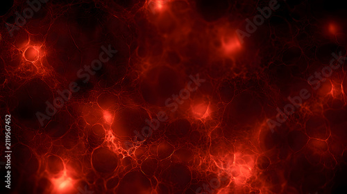 Abstract Red Blood Cell on cardiovascular system glowing on red background