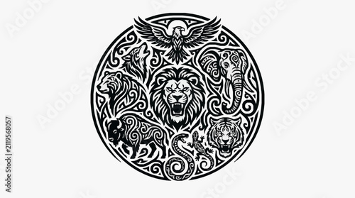 Elegant Ornate Medieval Heraldic Emblem.