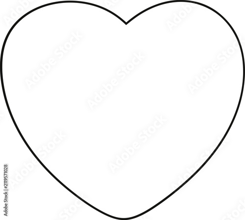 Cute black line heart icon minimal cartoon sticker decoration