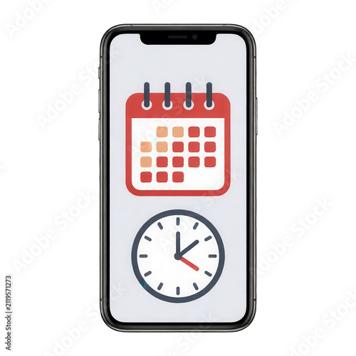 Phone Screen Calendar and Clock Icon Transparent Background