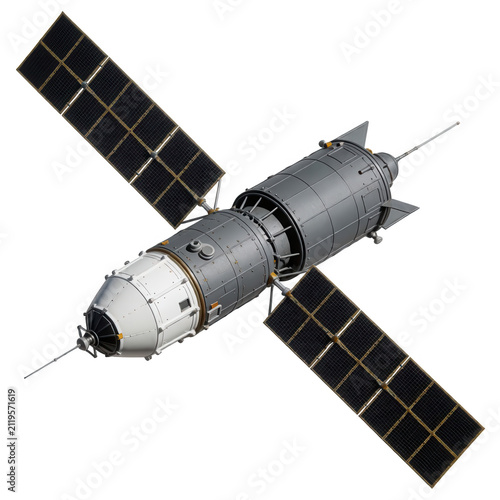 Space Station with Solar Panels Transparent Background