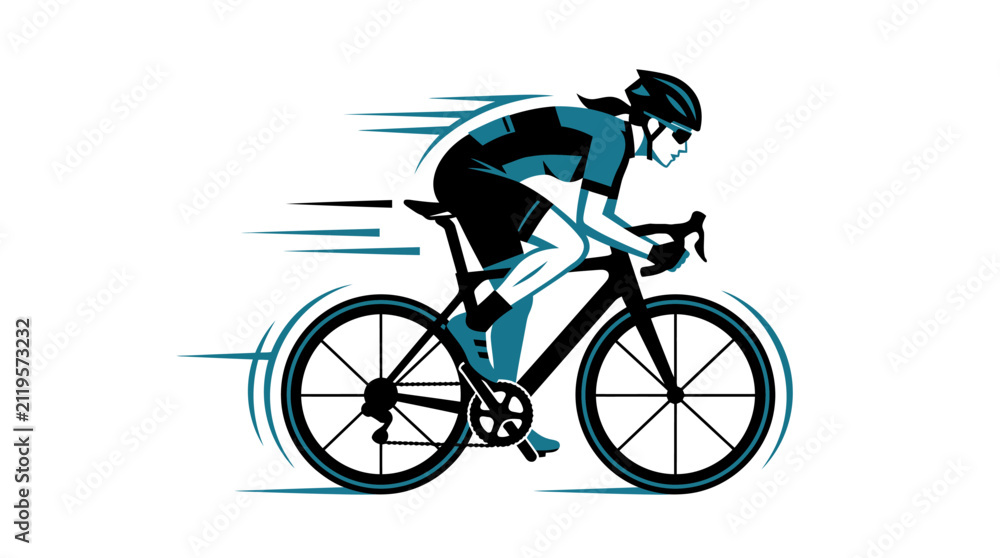 Fototapeta premium Speeding cyclist vector graphic for sports design