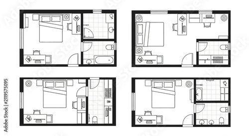 Foto Modern Minimalist Apartment Floor Plans Layout Design.