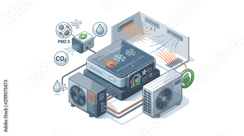 Modern HVAC system with smart controls and components.