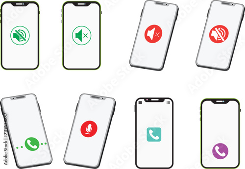 Smartphone Call UI Set — Mute Mic Calling and Messenger App Icons