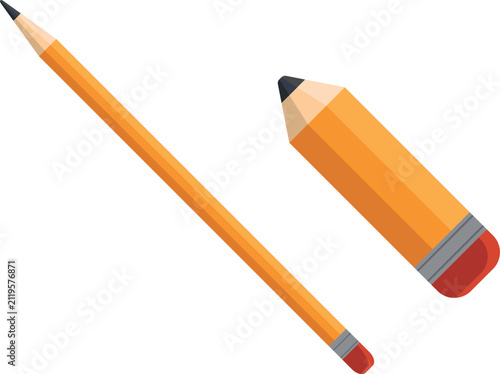 yellow pencil flat icon set eraser tip school stationery