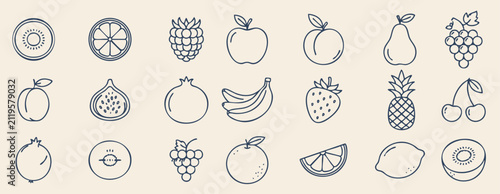 Fruit Icon Set Vector for Healthy Food and Grocery Design