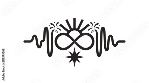 Obraz na płótnie Abstract Life Cycle Graphic with Infinity Loop Rising Sun and Heartbeat Wave