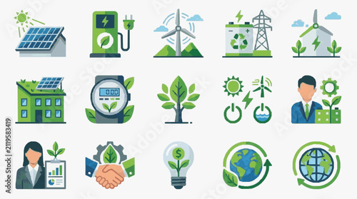 Minimalist Showcasing Sustainable Energy Green Technology and Eco Friendly Concepts with Bright Colors