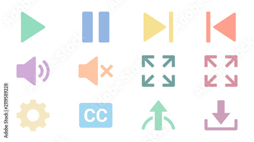 Collection of media control icons.