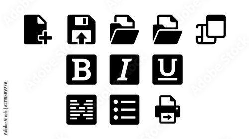 Black and white document editing icons.