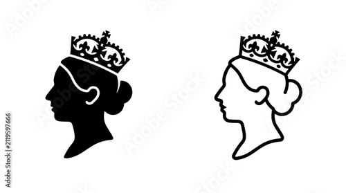 Photography Queen victoria silhouette portrait icon vector illustration