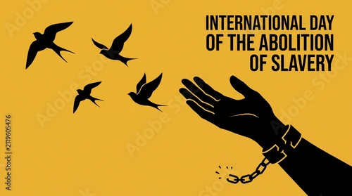 Hand releasing birds for slavery abolition day