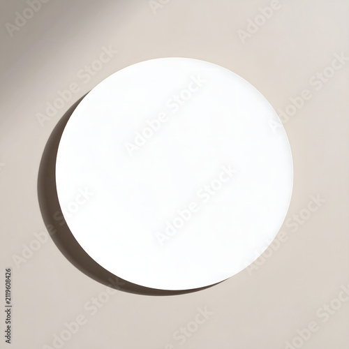 Minimalist Die Cut Sticker Mockup on Neutral Matte Surface with Soft Natural Shadows