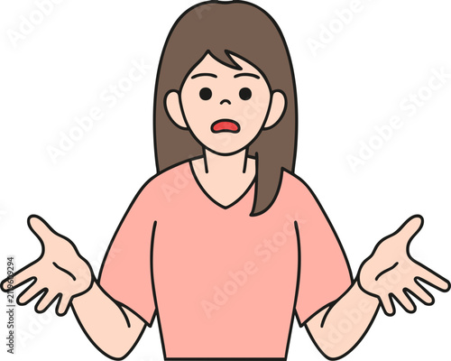 Foto A woman throwing her hands up in exasperation