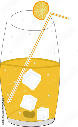 glass of orange juice ice