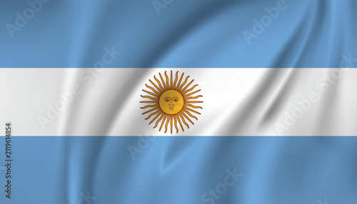 Foto Argentine flag with sun emblem, realistic waving fabric texture
