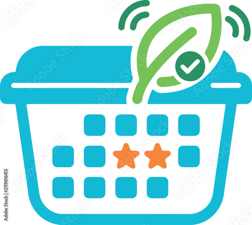 Eco Laundry Schedule and Energy Efficient Cleaning Flat Vector Icon
