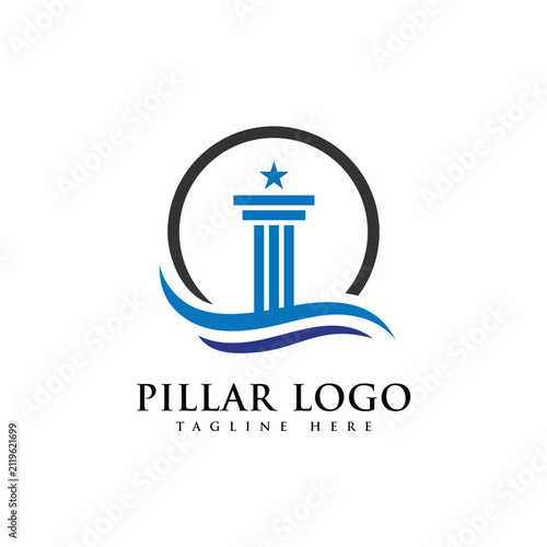 pillar attorney and law logo design template vector illustration