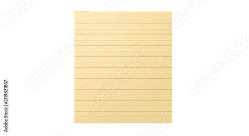 Принти на полотні Yellow lined legal pad paper sheet on transparent background