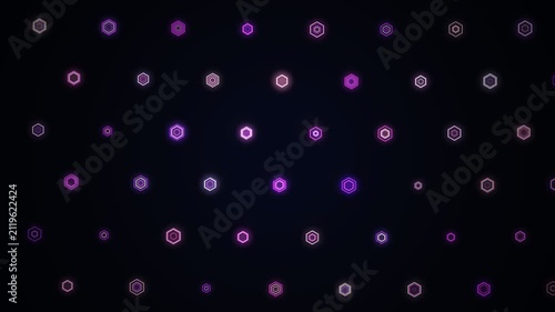 dynamic moving purple and magenta honeycomb pattern abstract backgroun