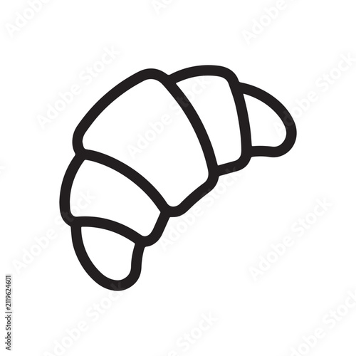 croissant icon black outline vector illustration of bakery product
