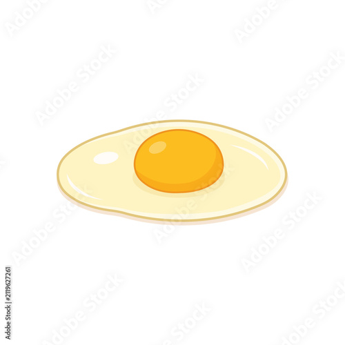 Raw egg with egg yolk and egg white vector semi flat illustration