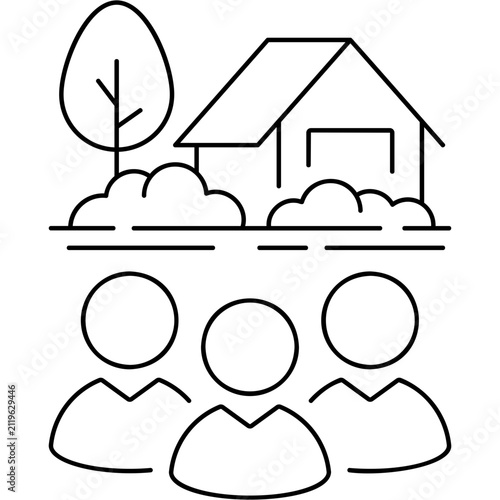 Line Rural Population Icon
