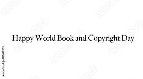 Minimalist World Book and Copyright Day Celebration Text