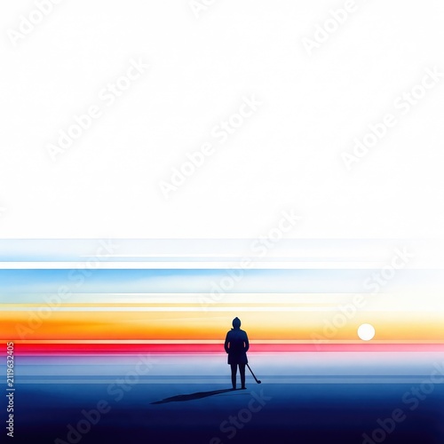 A serene minimalist landscape featuring soft watercolor washes and thin horizontal stripes, blending sky and earth in an abstract style, background, contemporary, gradient