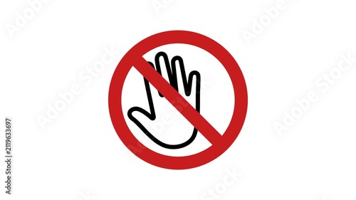 Animation of red circle no entry and hand stop icon